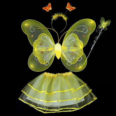 

Butterfly Wing Wand Headband Tutu Skirt Cosplay Costume For Fairy Girl Kid 6475