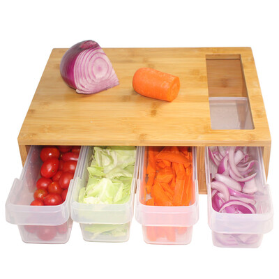 

Gobestart Bamboo Cutting Board With TraysDraws Wood Butcher Block