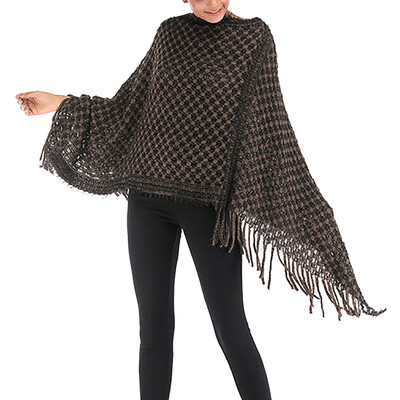 

Tailored Women V-Neck Irregular Fringed Bat Sleeve Loose Shawl Cardigan Sweater Coat