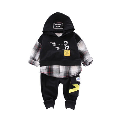 

Spring Autumn Casual Baby Boy Cartoon Printing Long Sleeve Top And Trousers Kids Two-piece Outfit Sets