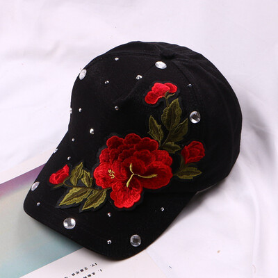 

Taobao explosions Korean Hat female personality stick drill casual Joker baseball cap flower lovers sun visor Cap tide