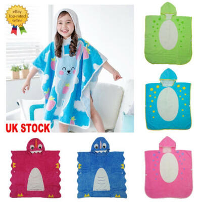 

Kids Childrens 100 Cotton Bathrobe Terry Towelling Hooded Bath Robe Gown