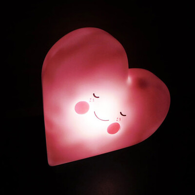 

Gobestart Heart-shaped Soft Vinyl LED Night Light Toy for Baby Kids Bedroom Decoration Nursery Lamp