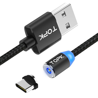 

TOPK R-Line2 1M33ft LED Magnetic Type-C USB Cable Premium Nylon Braided Magnet Type-C Charger Cable for Type-C USB Port