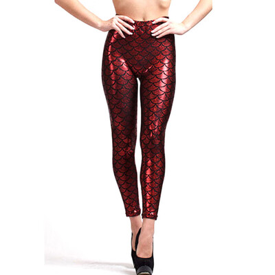 

Women Mermaid Leggings Glitter Printed Legging Sexy Silm Fit Legings High Waist Elastic Women Pants