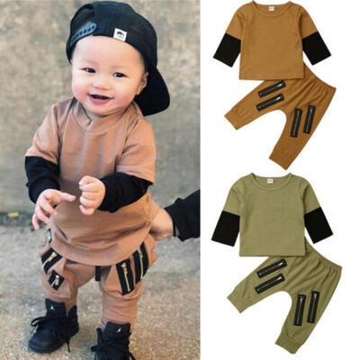 

US 2PCS Toddler Newborn Baby Boys Sweatshirt Long Pants Tracksuit Outfit Clothes