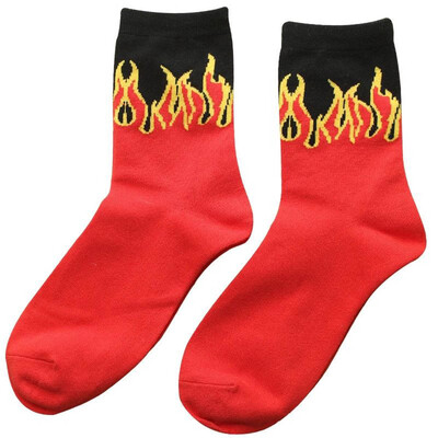 

Fashion Mens Womens Unisex Casual Cotton Flame Hip Hop Socks Skateboard Socks