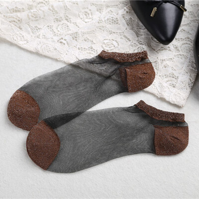 

Mesh Women Socks Silk Female Short Socks Shiny Harajuku Soft Socks Transparent New
