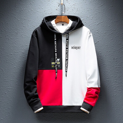 

Toponeto Mens New Fashion Autumn Winter Hooded Long Sleeved Jacket Stitching Color Tops
