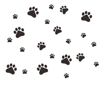 

New New Dog Cat Paw Printed Wall Stickers Walking Paw Prints Wall Decal Home Art Decor Food Dish Room