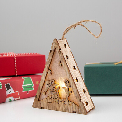 

Siaonvr LED Light Wood House Cute Christmas Tree Ornaments Window Holiday Decoration