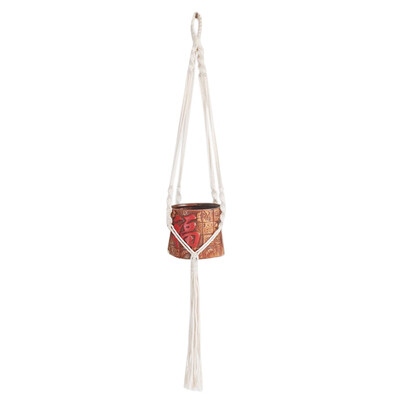 

Macrame Knotted Plant Hanger Handmade Wall Hanging Basket Flowerpot Holder Garden Lifting Rope Decor