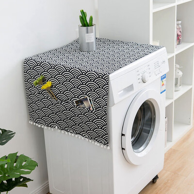 

Retro Printing Pattern Drum Washing Machine Cover Portable Dustproof Single Door Refrigerator Cover