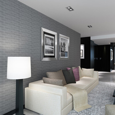 

Gobestart New PE Foam 3D Wallpaper DIY Wall Stickers Wall Decor Embossed Brick Stone Gray