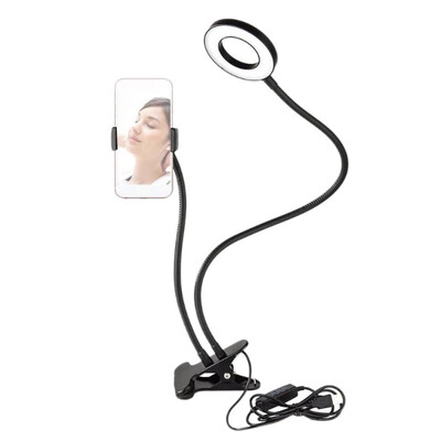 

2 in 1 Design Aluminum Alloy Selfie Ring Light Cell Phone Holder Clamp Desktop Lamp Mount For Makeup Live Stream0