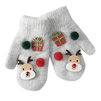

Baby Gloves Christmas Winter Toddler Baby Thicken Girls Boys Full Finger Warm Knitted Mittens Cartoon Pattern Gloves
