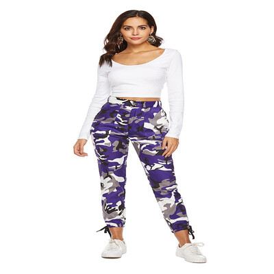 

Fashion Camouflage Pants Women Purple Orange Gray Camo Pants Pantalon Femme High Waist Trousers Women Pantalones Mujer