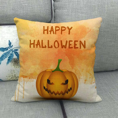 

1pcs Pumpkin Print Cotton Linen Cushion Cover Pillow Case Sofa Home Cat Lovely