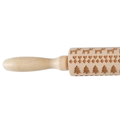 

Christmas Rolling Pin Wooden Christmas Embossing Rolling Pins Dough Stick Noodle Biscuit Baking Pastry Tool New Year Decoration