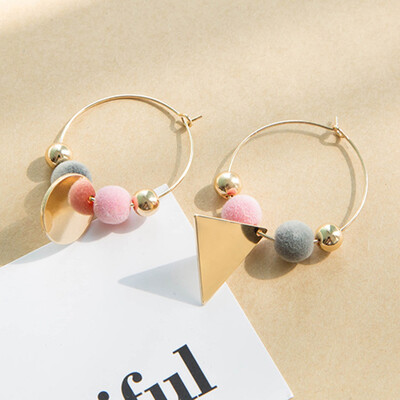 

Women Girls Earrings Small Plush Ball Pendant Ear Studs Jewelry Alloy Earrings Jewelry