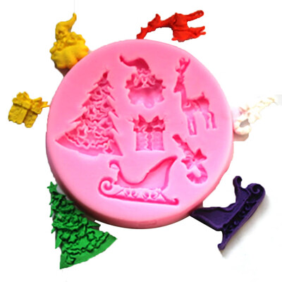 

New Christmas Tree Deer Santa Claus Silicone Fondant Chocolate Mold Cake Decor