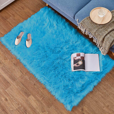 

Toponeto Wool Imitation Sheepskin Rugs Faux Non Slip Bedroom Shaggy Carpet Mats
