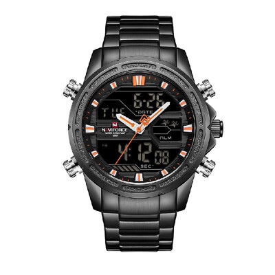

NAVIFORCE NF9138S Dual Display Two Movement Quartz Digital Men Watch 3ATM Waterproof Business Sports Luminous Male Watch Week Date