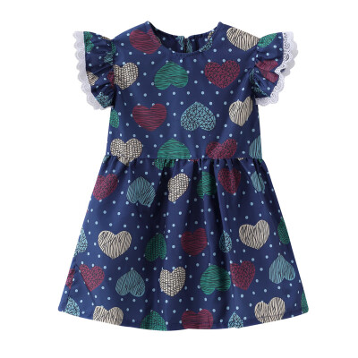 

2019 Summer Toddler Kids Baby Girl Vintage TOP SALE Fashion Style Ruffle Sleeve Short Sleeve Printing Floral Fruit Dresses 0-4Y