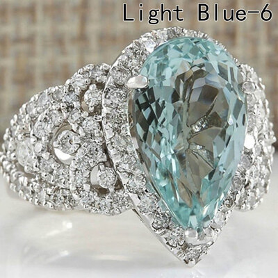 

Natural Diamond Ring Original Gifts Silver Usable Rings Wedding Aquamarine Gift