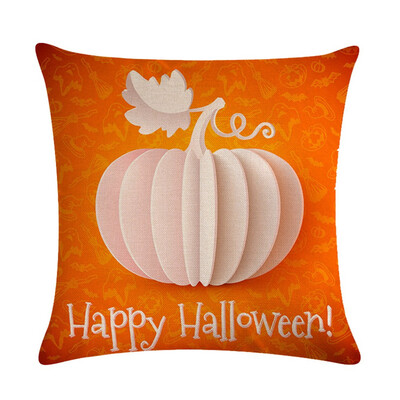 

18" Pumpkin Print Cotton Linen Cushion Cover Pillow Case Halloween Home Decor