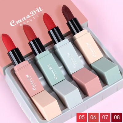 

BE4pcs Matte Velvet Lipstick Set Long-lasting Lipstick Waterproof Moisturizing Non-stick Cup Lipstick Kit