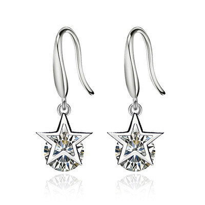 

Star Cubic Zirconia Long Drop Earrings For Women Fashion Jewelry Eardrop Female Ladies Accessories WHG37