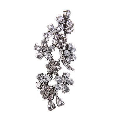 

Bohemian Retro Silver Exaggerated Diamond Crystal Personality Hollow Flower Ring Women Charm Jewelry Accessories