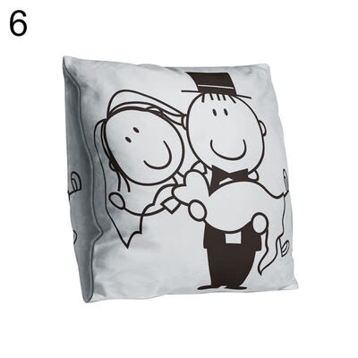 

Double-sided Print Black White Couple Pillow Case Cushion Cover Sofa Bed Decor
