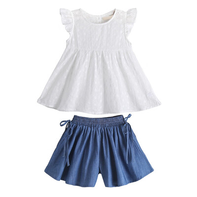 

Summer Toddler Girl Short Sleeve Cartoon Print Cotton T-shirt BlouseSkirts Casual Outfits Set