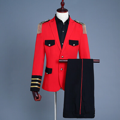 

Toponeto Mens European Style Court Costumes Military Uniforms Performances Suit