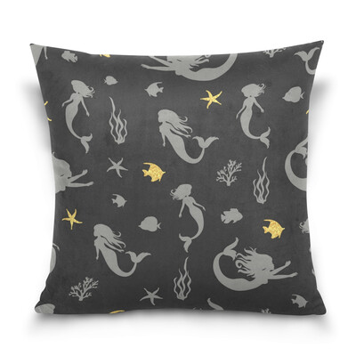 

ALAZA Throw Pillow Cover 16 X 16 inch Christmas Gift Cushion Cover with Mermaid Pattern Printed Pillowcase