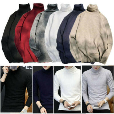 

Mens Winter Warm High Neck Pullover Jumper Knit Sweater Tops Turtleneck Shirt