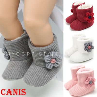 

Baby infant Girls Winter Warm Boots Newborn Toddler Soft fleece Sole Shoes 0-18M