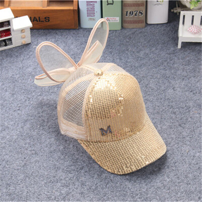 

Childrens duck tongue Hat Girls middle&big childrens sun shading summer mesh Sequin baseball cap Korean sun hat