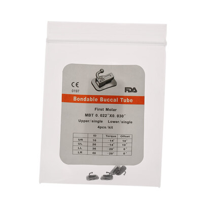 

4PcsPack Dental Orthodontic Buccal Tubes for 2nd Molar Single Tube 0022 Bondable Edgewise Buccal Tube