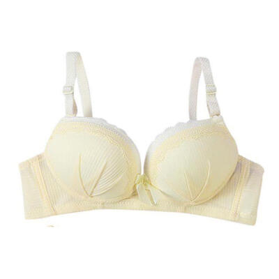 

2019 Lace-Side Rimless Gathered Bras Adjustable Wire Free Push Up Bras Sexy Bow Twist Padded Underwear Women Bras