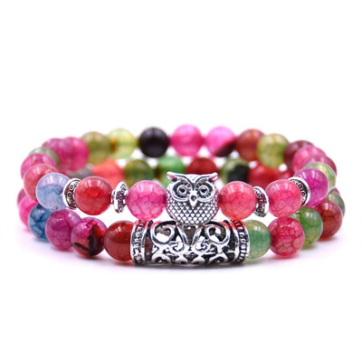 

Natural Stone Owl Bracelets Bangles Charm Bracelet Set For Women Men Bracelet Jewelry