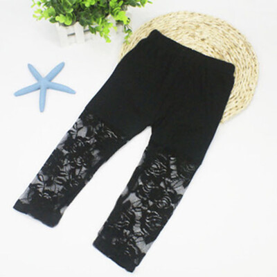 

Summer Girls Leggings Pants Lace cotton Children Clothing Flower Girl Knee Pants 2-7Y