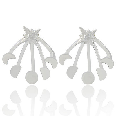

1 Pair Fashion Earing Big Gold Silver Ear Jackets Jewelry High Quality Sun Moon Ear Clips Stud Earrings For Women