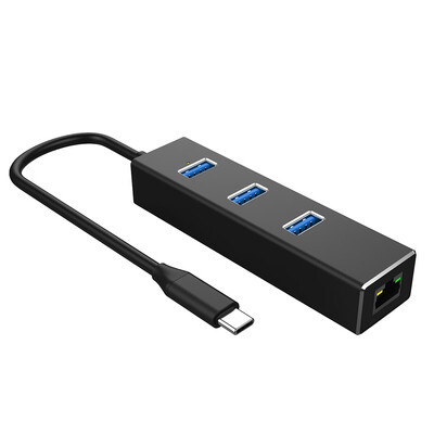 

3 USB30 Port Type-c To USB Ethernet RJ45 Interface Adapter Splitter Converter High Data Transmission Speed