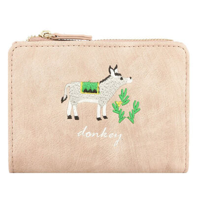 

Women Girls Lovely Animal Pattern Embroider Faux Leather Mini Wallet Coin Purse