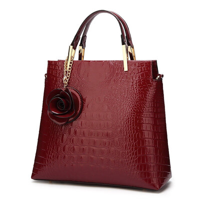 

TANGDE FASHION WOMAN PATENT ALIGATOR CASUAL LEATHER TOTE HANDBAG TOP HANDLE BAG