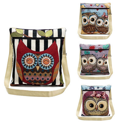 

New Women Handbag Shoulder Bag Embroidered Jacquard Cartoon Casual Vintage Small Messenger Crossbody Bag