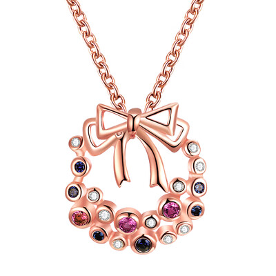 

Jewelry Cubic Zircon Christmas Wreath Pendant Chain Necklace Exquisite Xmas Gift